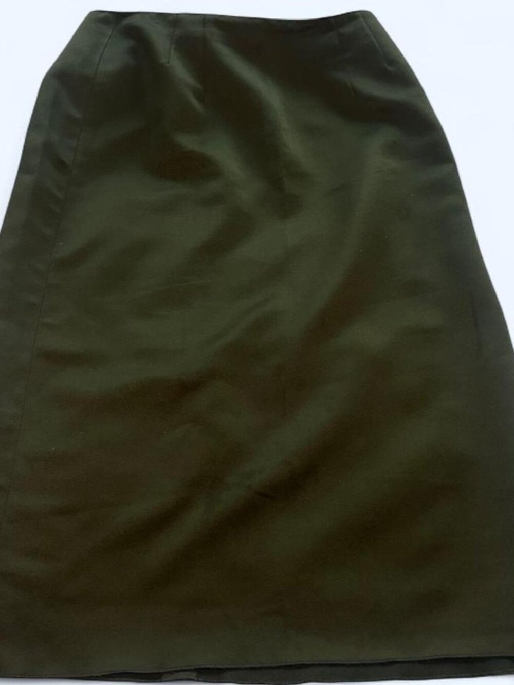 Vintage Rebecca Taylor Olive Green Satin Midi Skirt Size 4